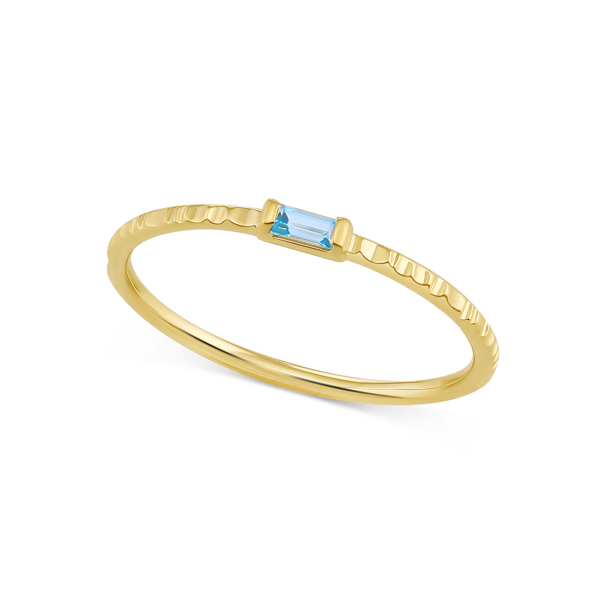Petite Baguette Birthstone Stacking Ring | Yellow Gold