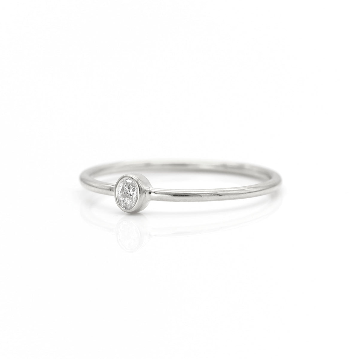 Petite Oval Diamond Ring - Palladium White Gold
