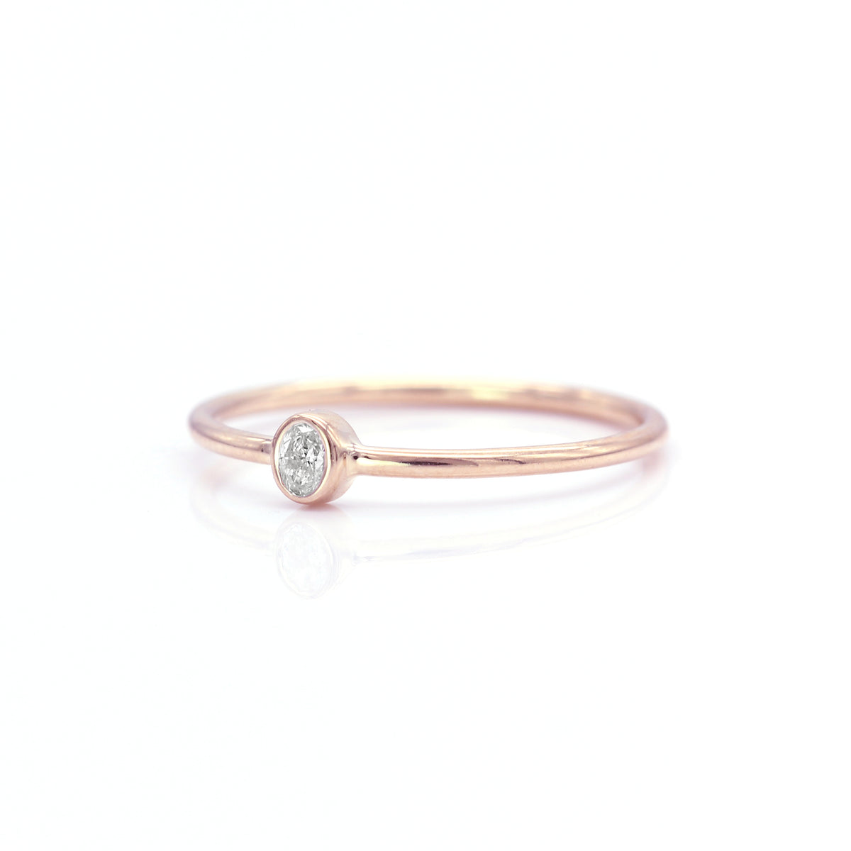 Petite Oval Diamond Ring - Rose Gold