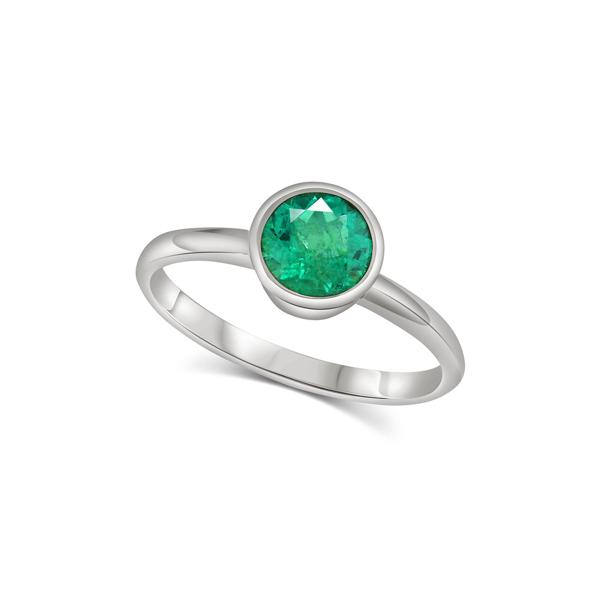 Natural Colombian Emerald Ring | White Gold