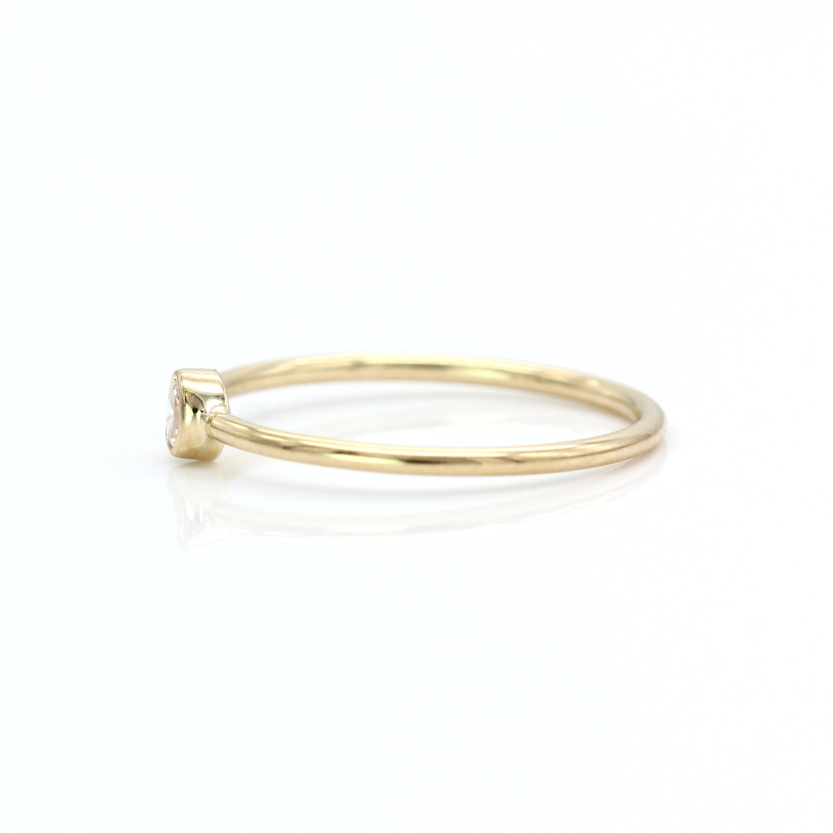 Petite Oval Diamond Ring - Yellow Gold