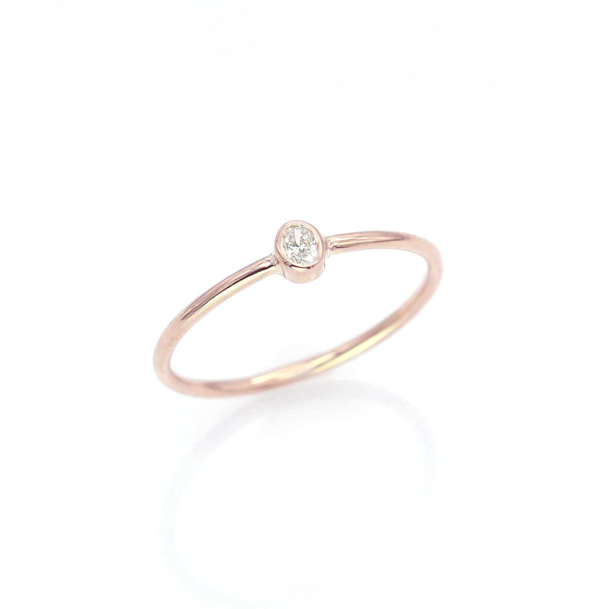 Petite Oval Diamond Ring - Rose Gold