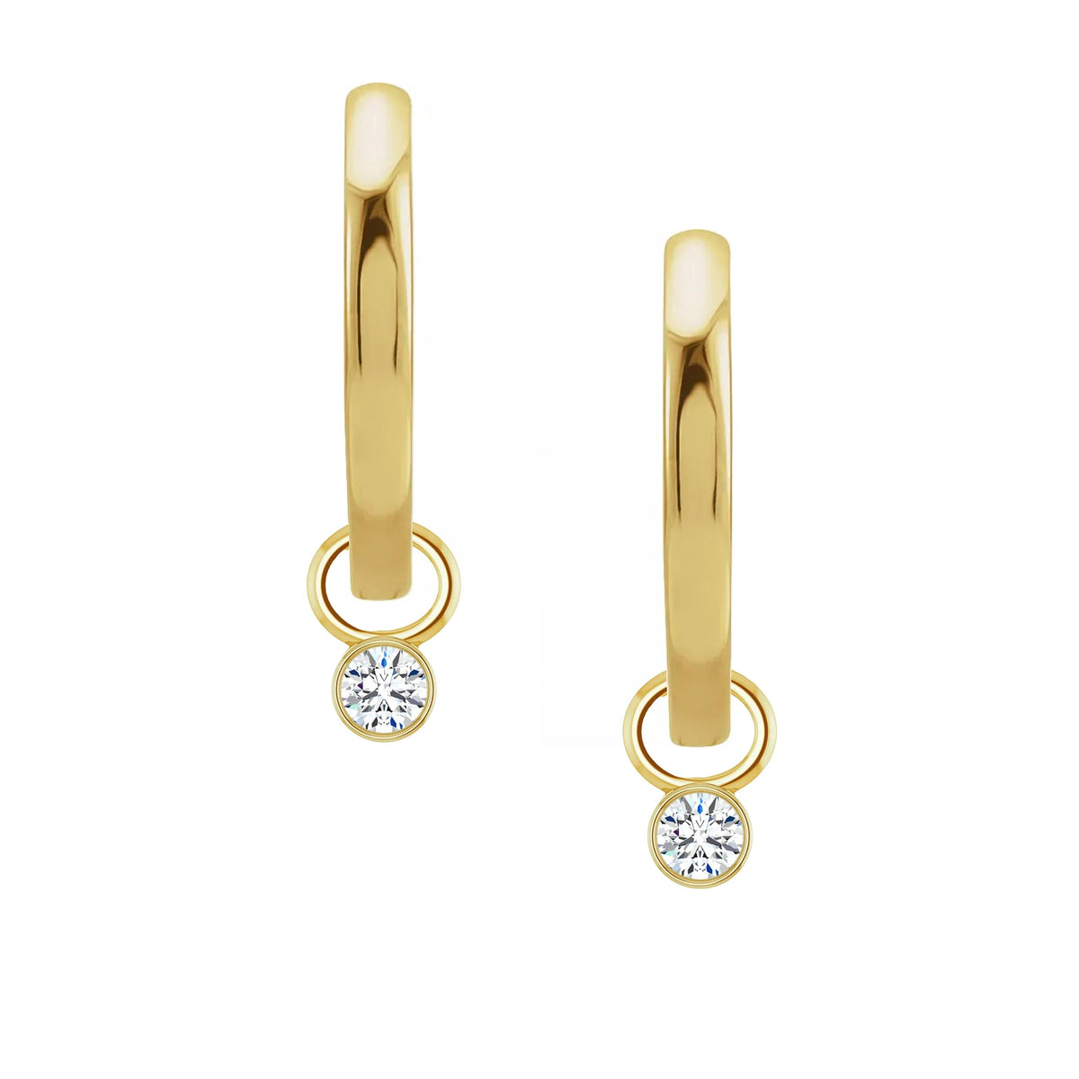 Petite Bezel Charm Huggie Earrings | Triangle Diamonds