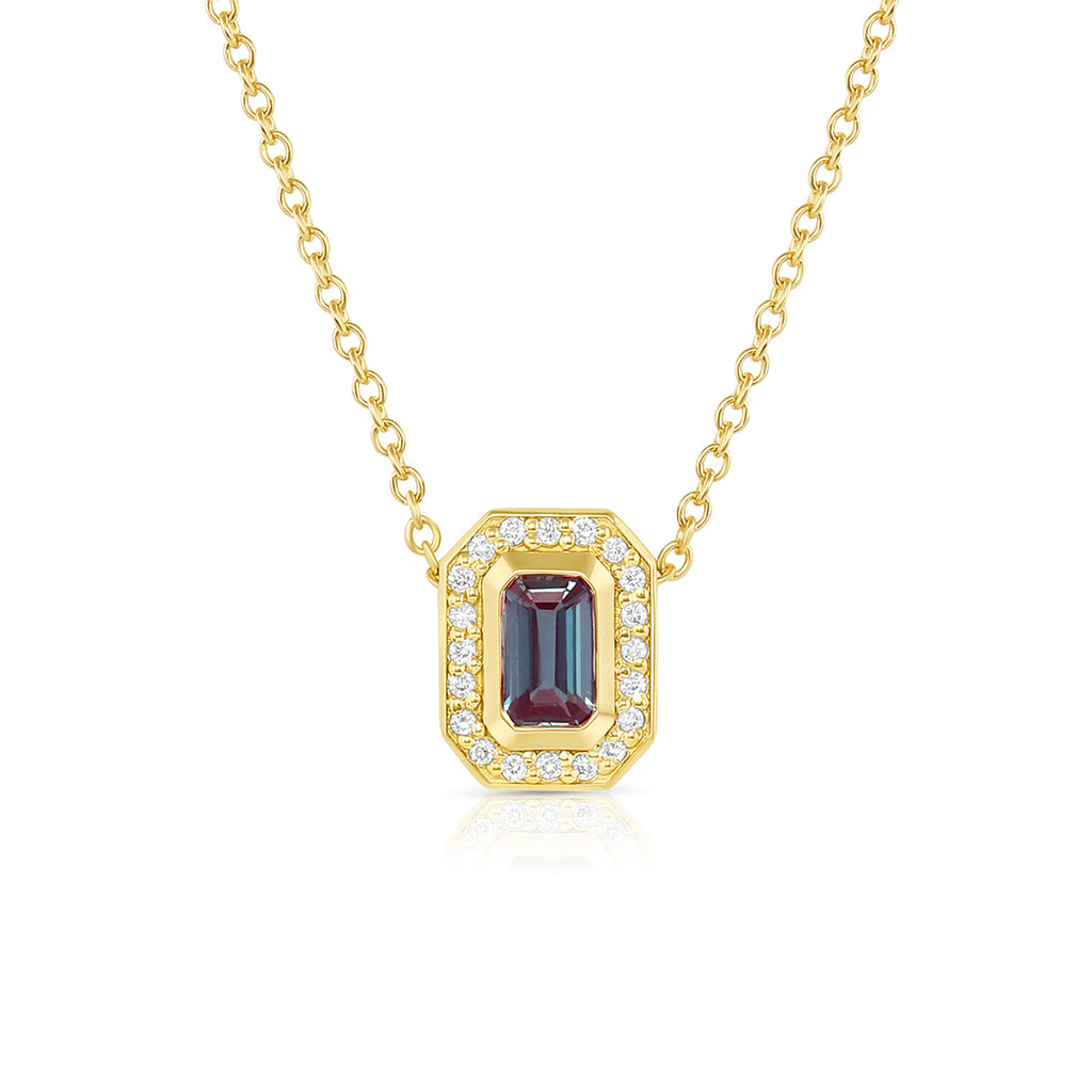 Pink Emerald Cut hot Solid 14K Yellow Gold Pendant or Charm