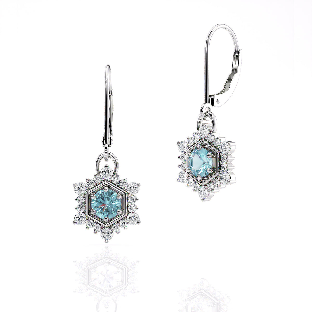 Camellia | Hexagon Single Drop Earrings