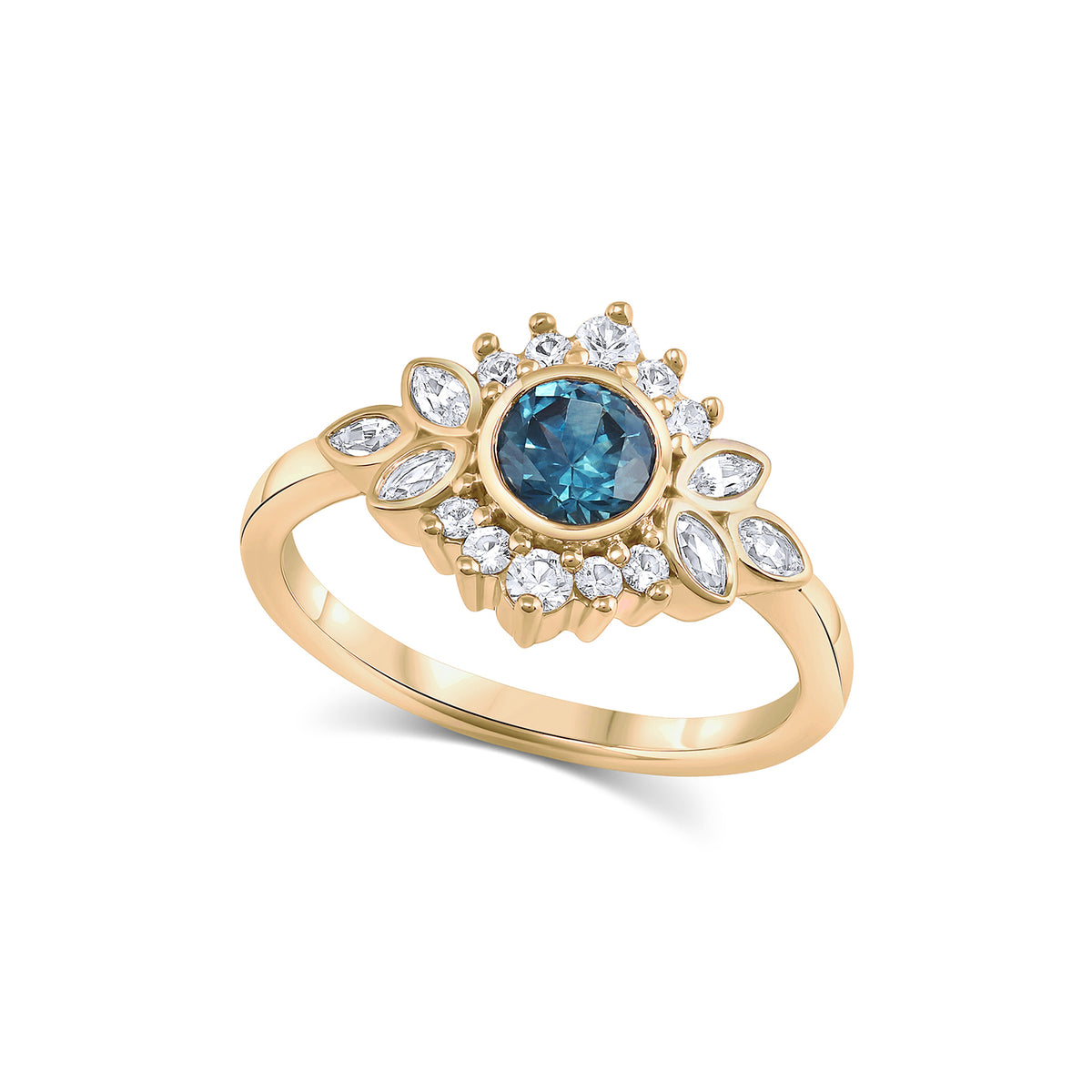 Dahlia Ring | Teal Sapphire