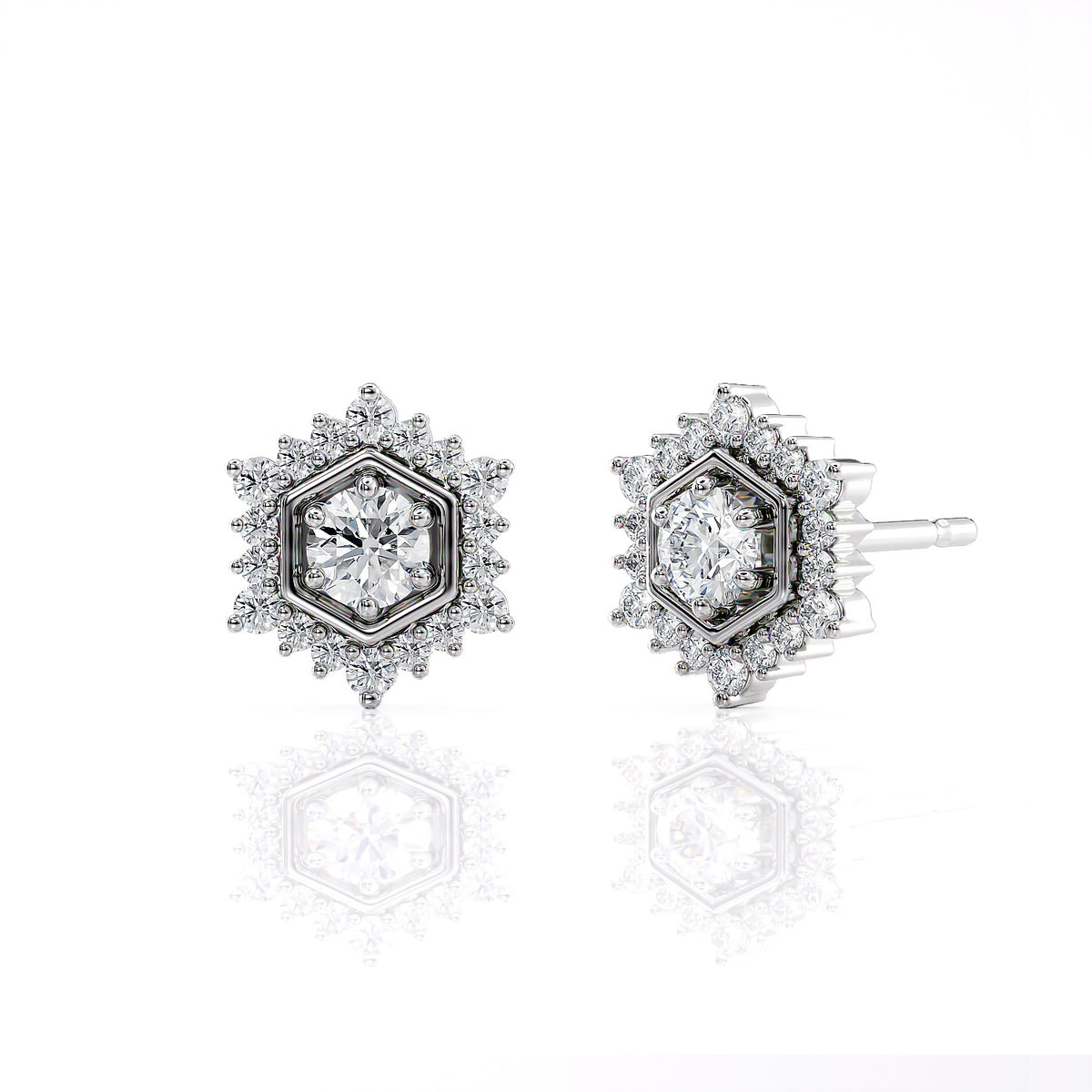 Camellia | Hexagon Post Earrings