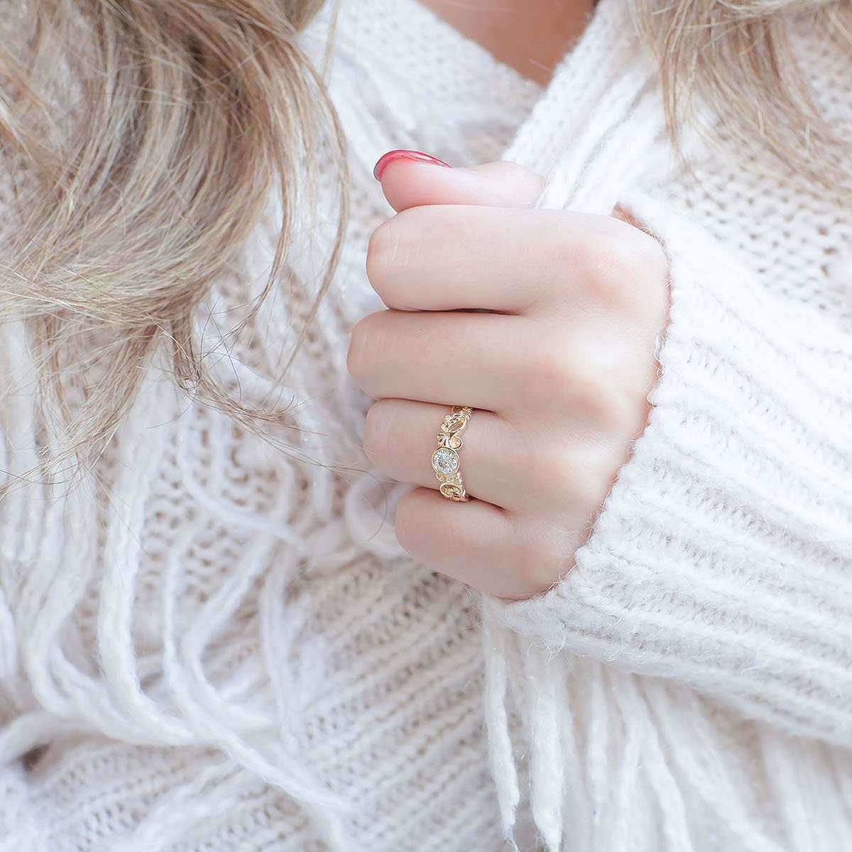 Filigree Diamond Engagement Ring - Size 7.5-Alysha Whitfield