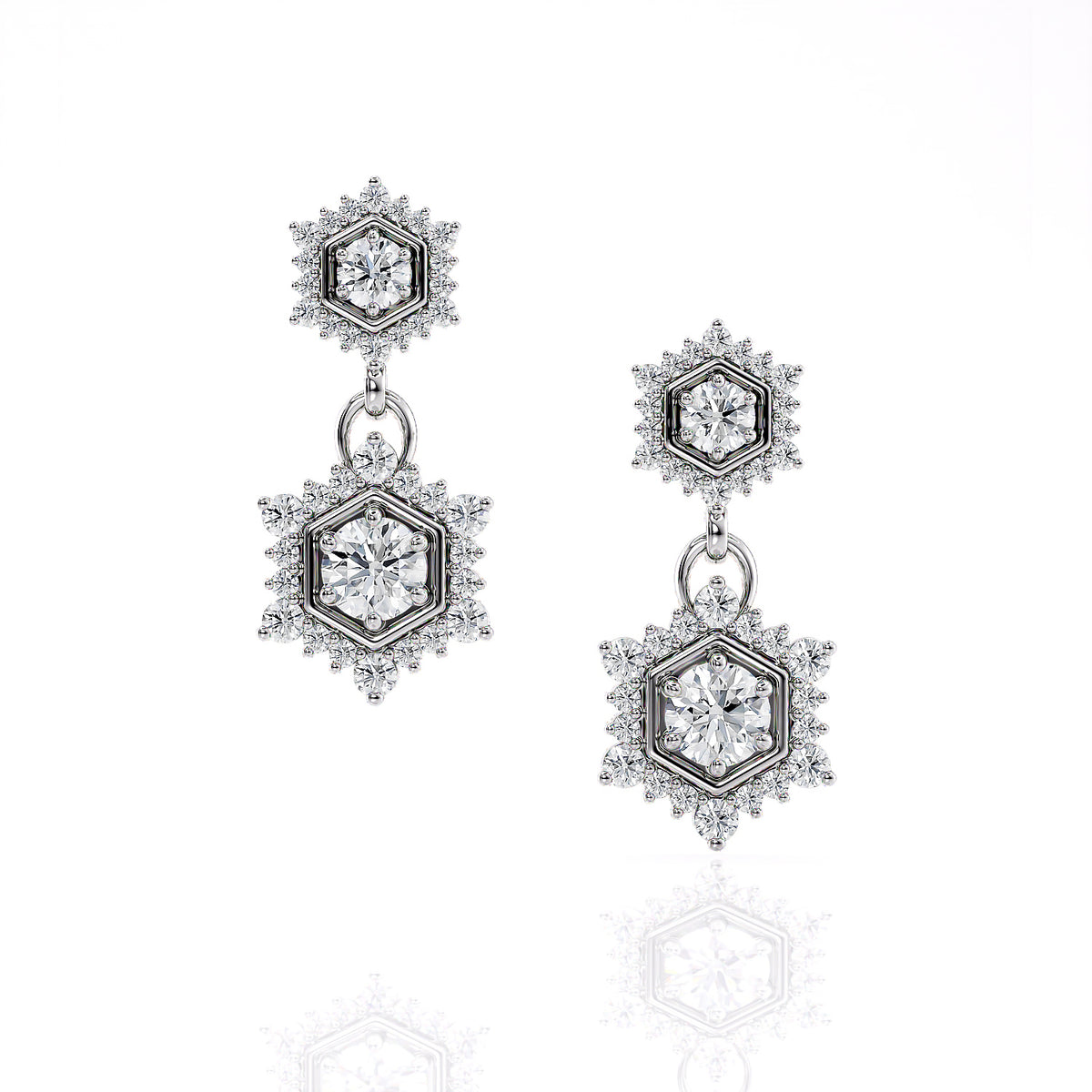 Camellia | Double Drop Hexagon Earrings