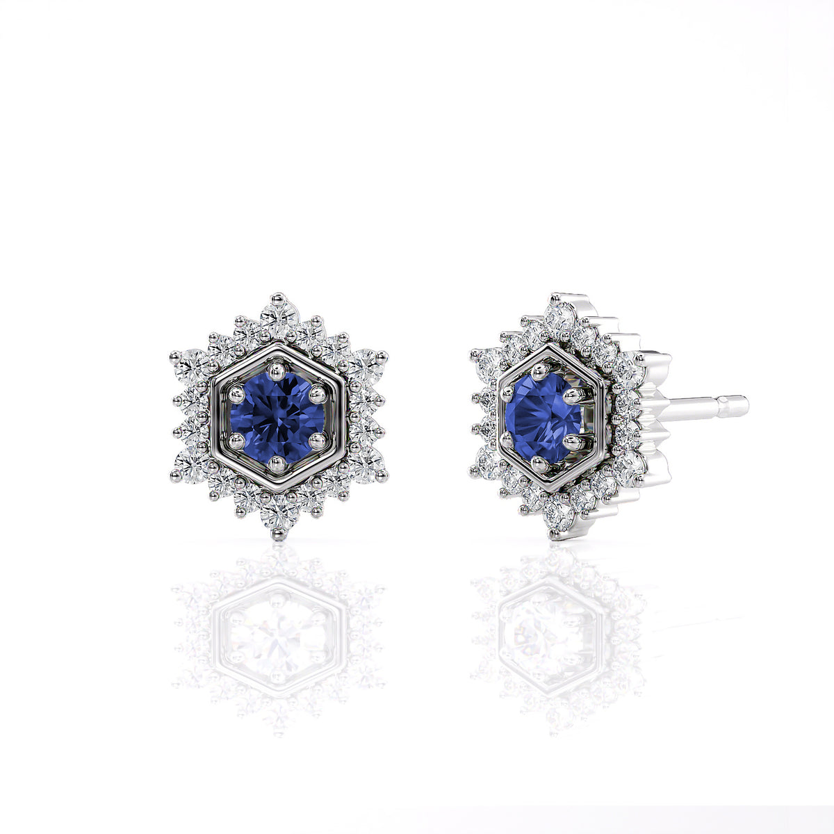 Camellia | Hexagon Post Earrings