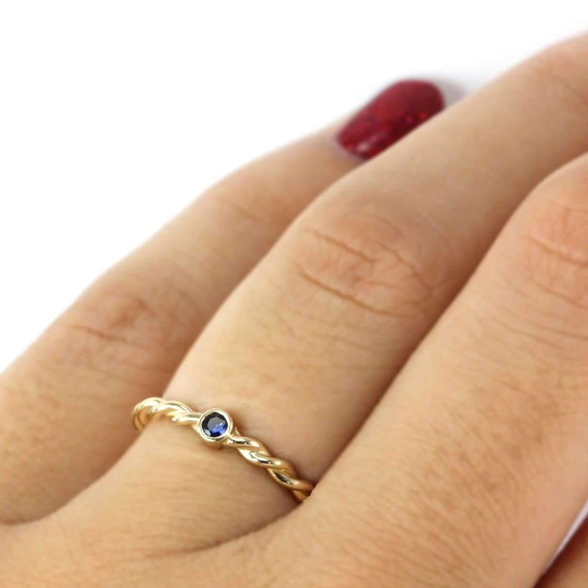 Natural Blue Sapphire Twisted Band Ring-Alysha Whitfield