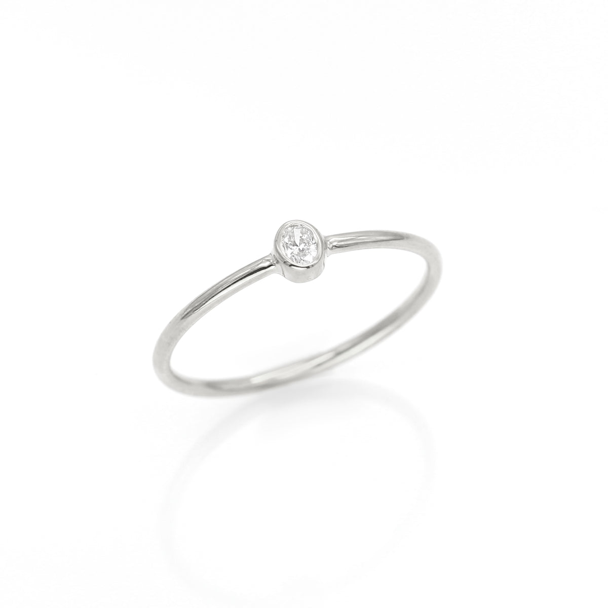 Petite Oval Diamond Ring - Palladium White Gold