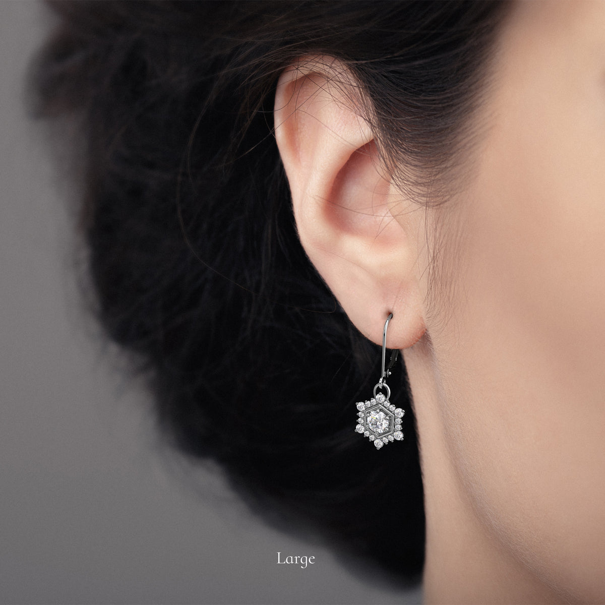 Camellia | Hexagon Single Drop Earrings