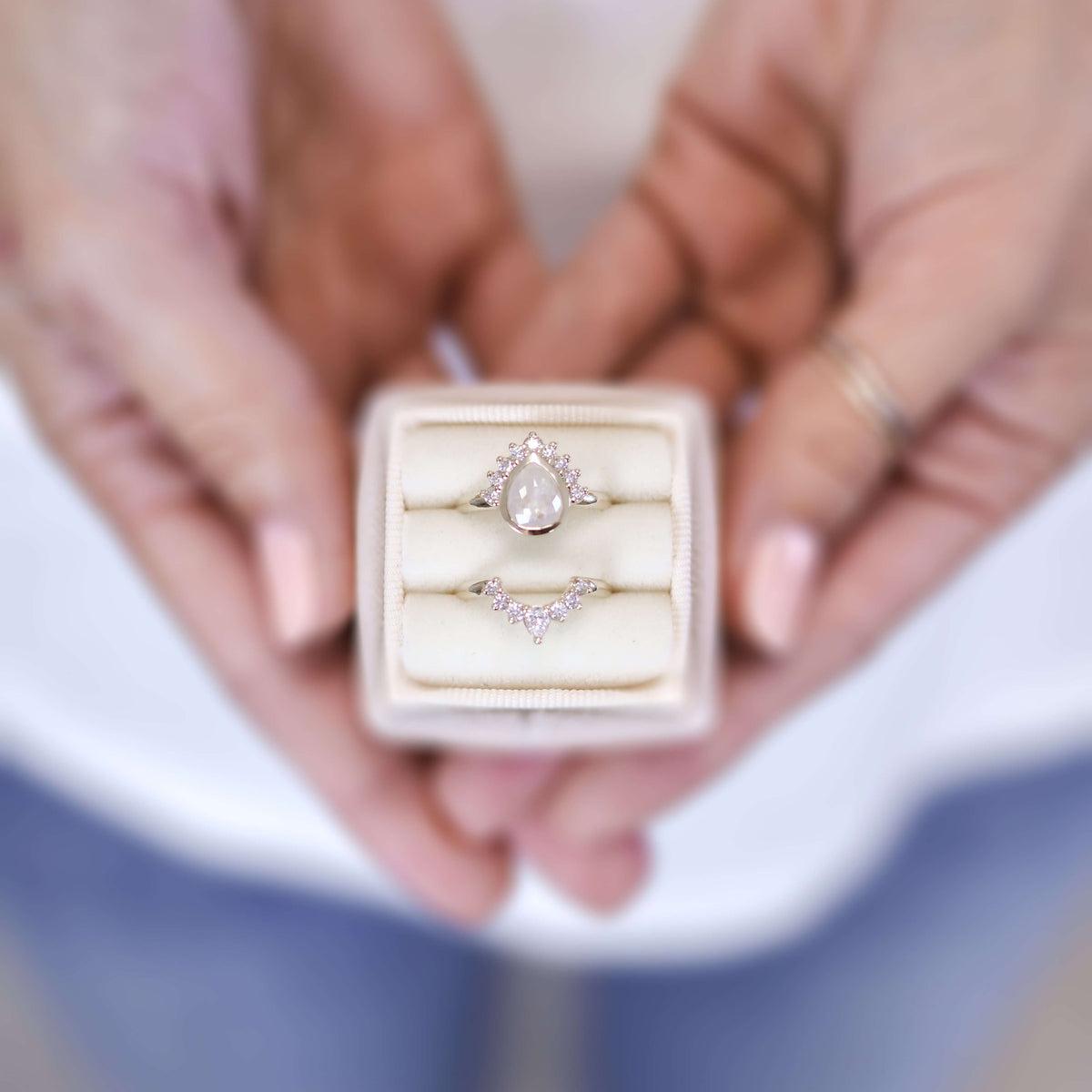 Jasmine | Pear Rose Cut Ice Diamond | Halo Engagement Ring | 14k Yellow Gold-Alysha Whitfield