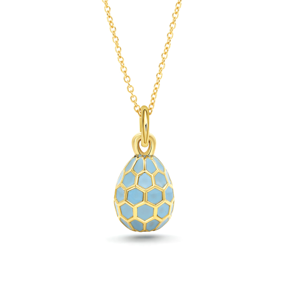 Honeycomb Egg Charm Pendant | Aquamarine Blue