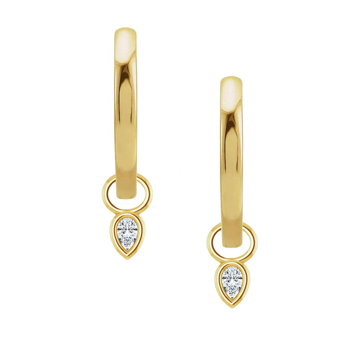 Petite Bezel Charm Huggie Earrings | Pear Diamonds