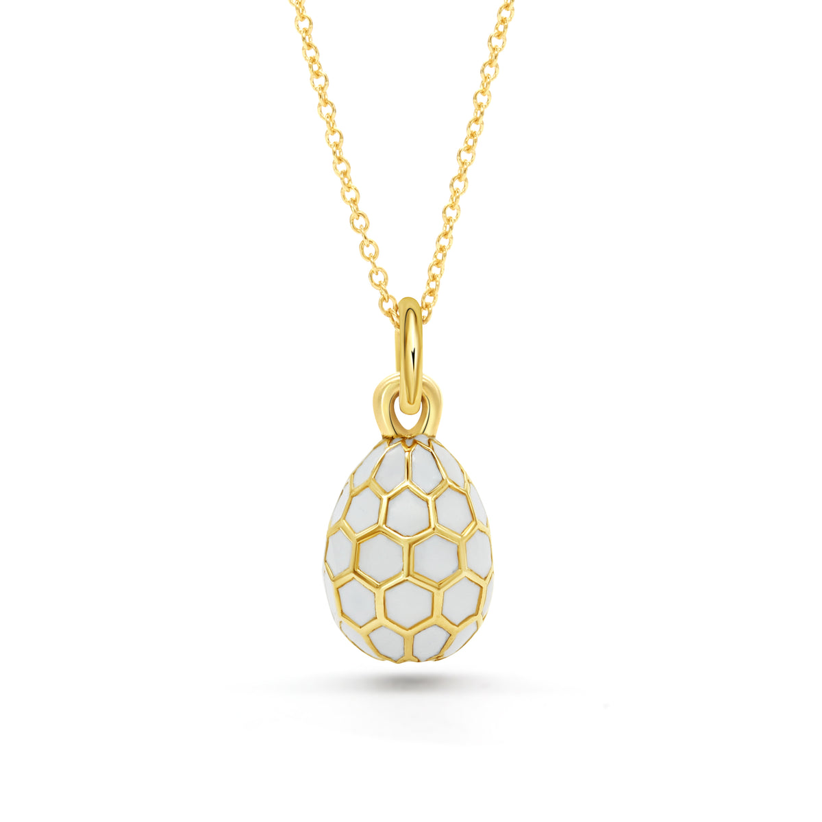Honeycomb Egg Charm Pendant | Diamond White