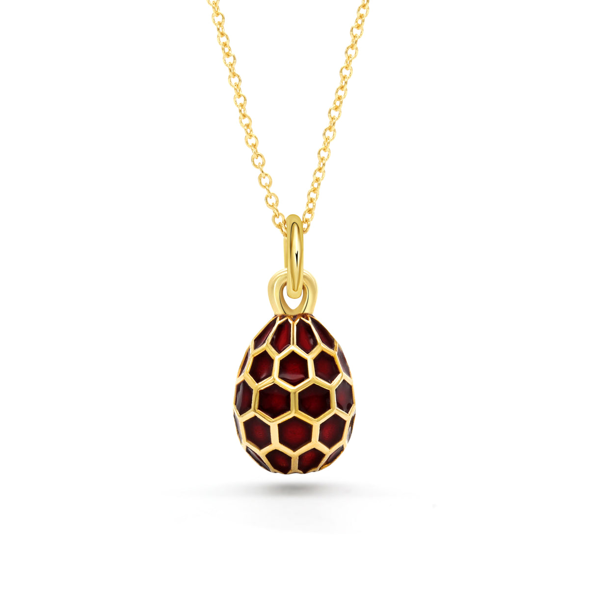 Honeycomb Egg Charm Pendant | Garnet Red