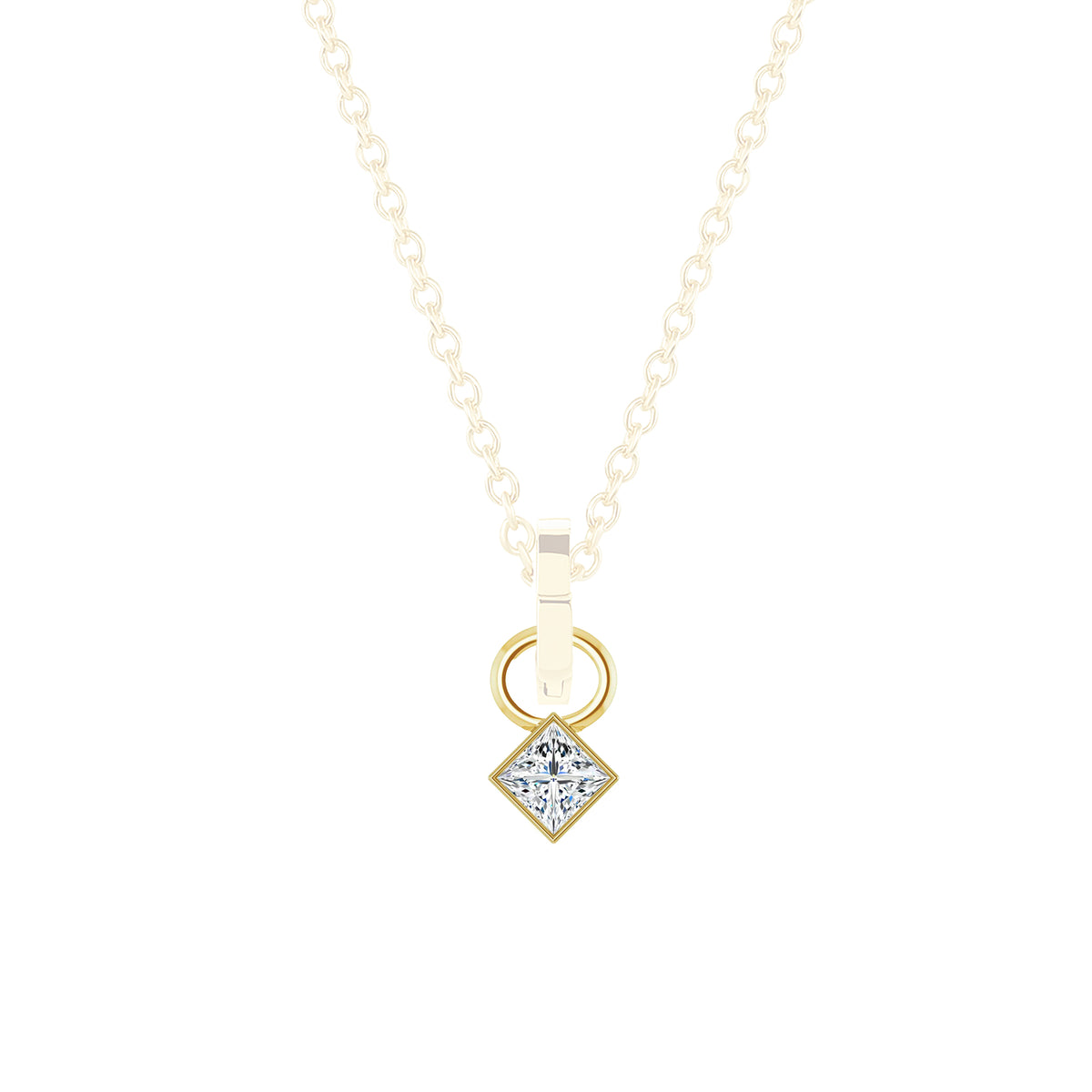 Petite Bezel Charm | Princess Cut Diamond