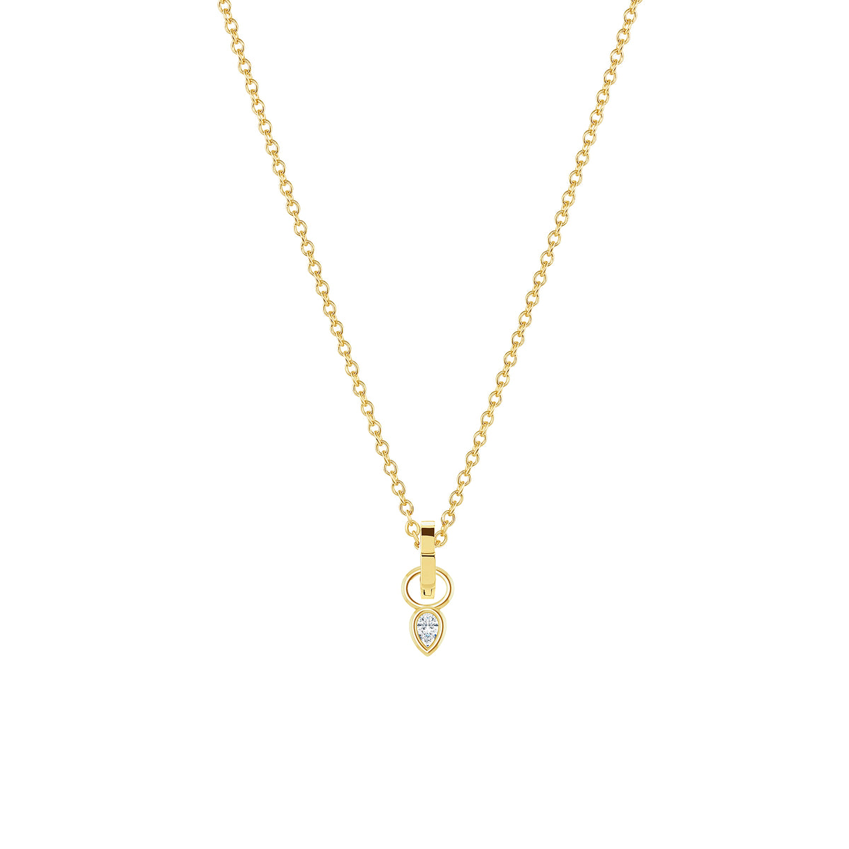 Petite Bezel Charm Necklace | Pear Diamond
