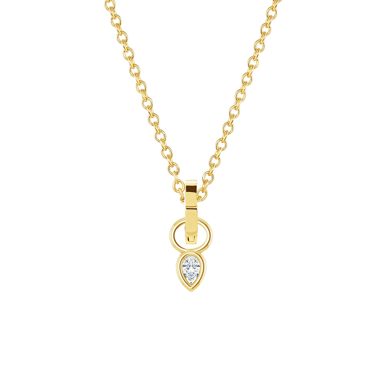 Petite Bezel Charm Necklace | Pear Diamond