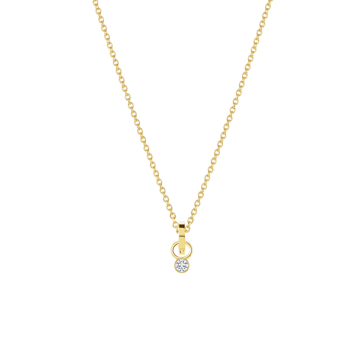 Petite Bezel Charm Necklace | Round Diamond