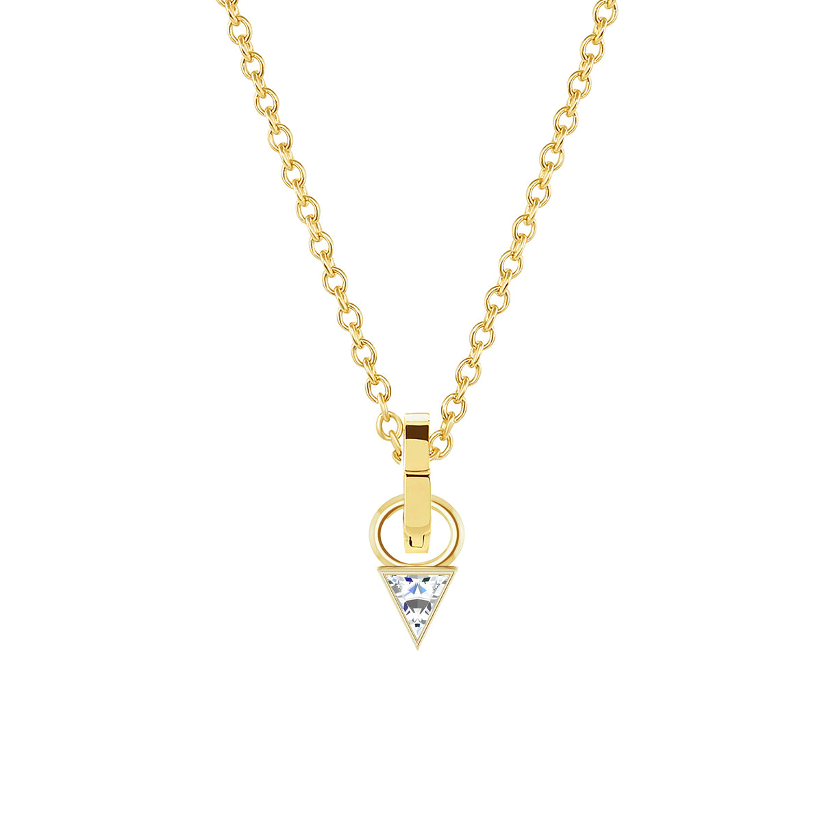 Petite Bezel Charm Necklace | Triangle Diamond