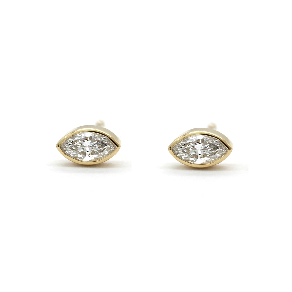 Petite Bezel Post Earrings | Marquise Diamond