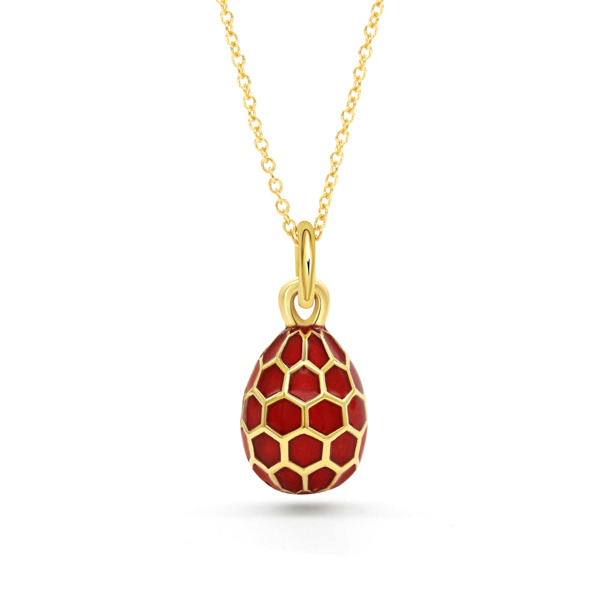 Honeycomb Egg Charm Pendant | Ruby Red