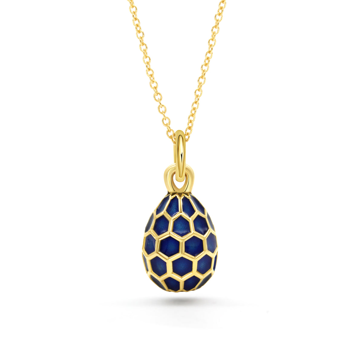 Honeycomb Egg Charm Pendant | Sapphire Blue