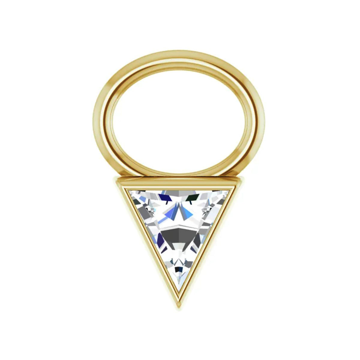 Petite Bezel Charm Huggie Earrings | Triangle Diamonds