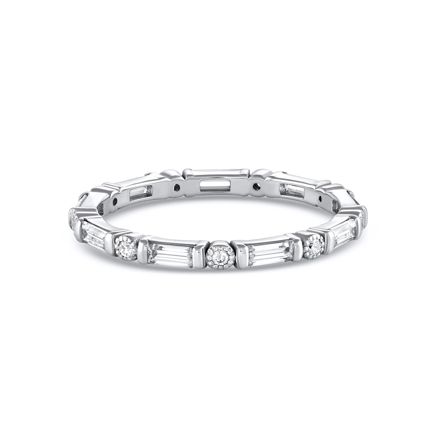 Versatile 14 Karat Palladium White Gold Textured Trio Crystal Hoop Ear –  MONOLISA