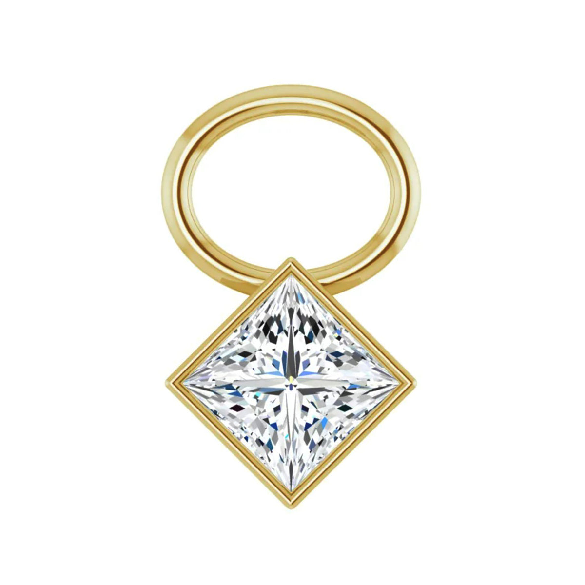 Petite Bezel Charm | Princess Cut Diamond